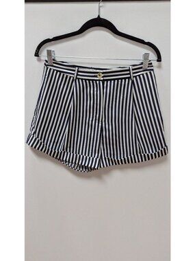 Forever 21 Navy/White Striped Cuffed Shorts